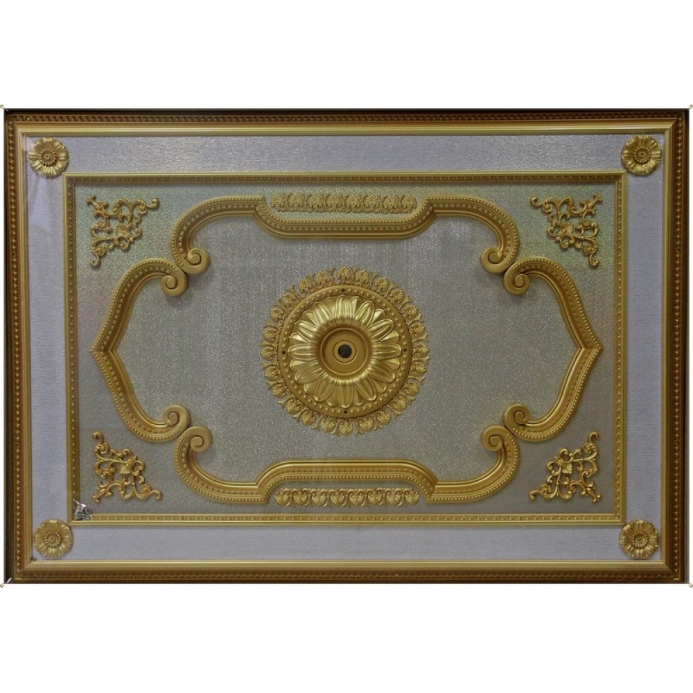 140x200 Cm Dikdortgen Avize Gobegi Osmanli Saray Tavan S-501 Altin Varak Kaplamali 3D